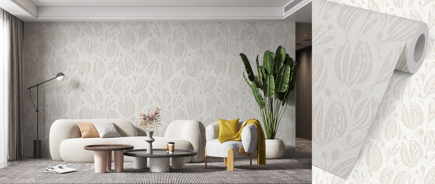 Wallpaper featuring Gent Sand and White Tonal design enriches bedrooms with restful sanctuary where gentle tones inspire peaceful interiors filled with artistic refinement cultural elegance and serene stylish balance effectively.