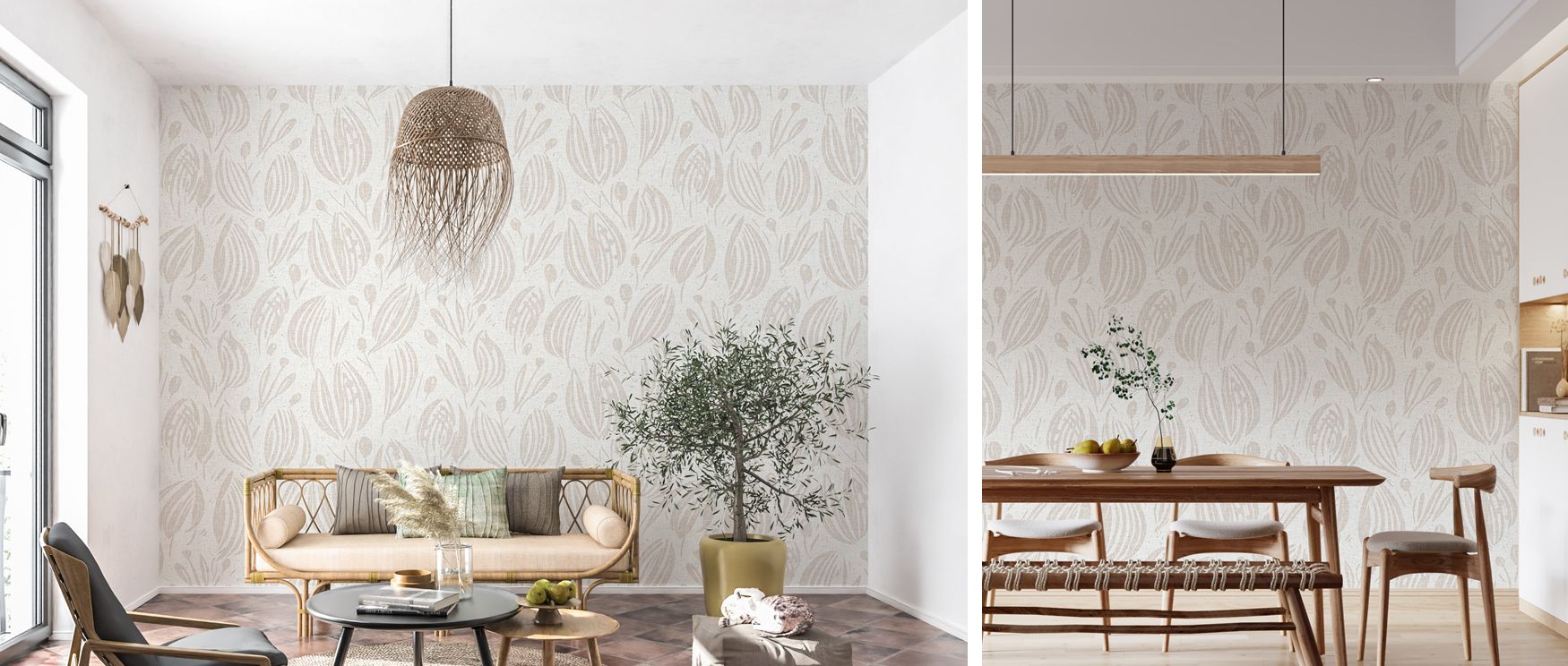 Gent Sand and White Tonal Wallpaper enriches bedrooms with restful artistry where subtle tones inspire elegant sanctuary atmosphere filled with cultural refinement calm charm and stylish tranquility offering refined decor harmoniously.
