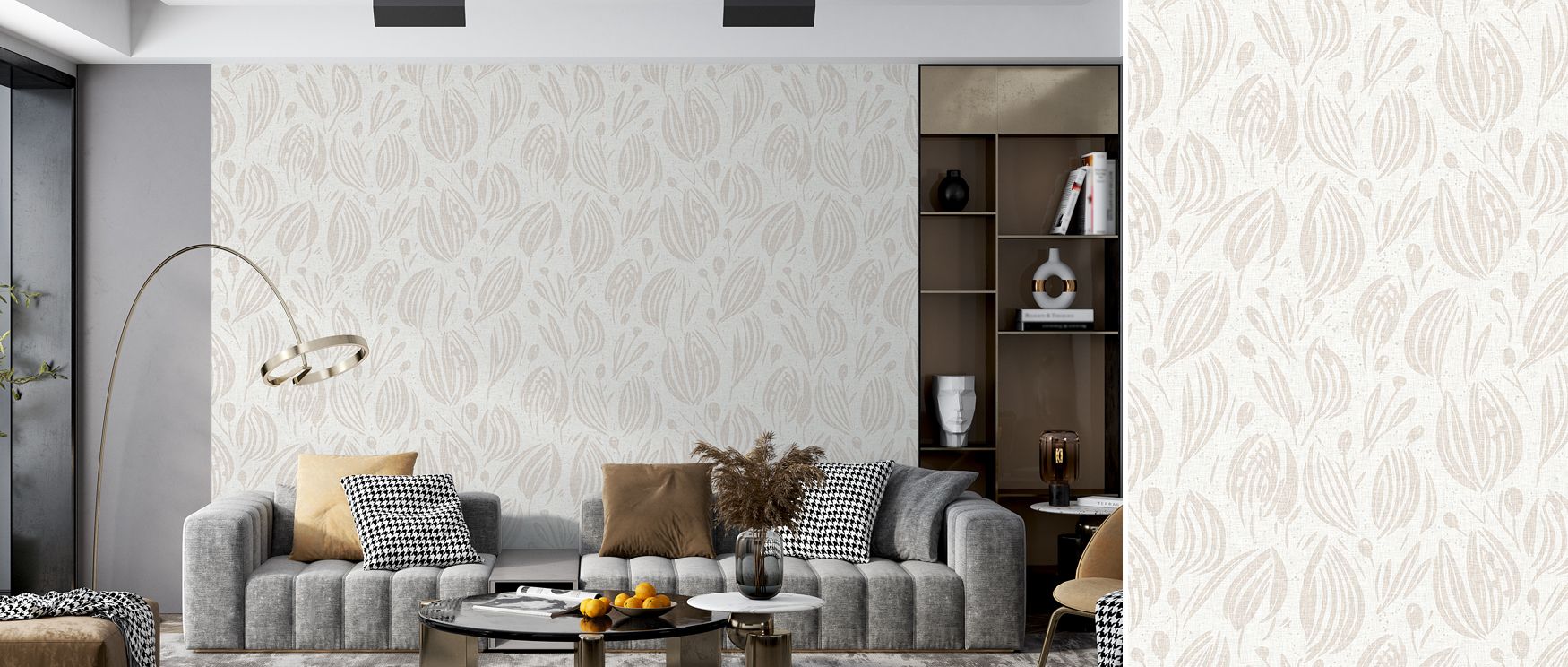 Sand and White Tonal Wallpaper enriches bedrooms with cultural refinement where tonal artistry inspires restful stylish sanctuary filled with tranquility elegance and refined calm naturally.