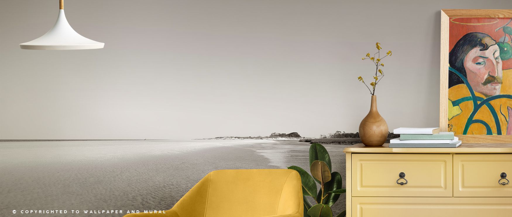Georgia Island Scenic Wallpaper enriches bedrooms with restful decor where island imagery provides sanctuary filled with stylish calm cultural refinement and artistic balance enhancing interiors effectively.