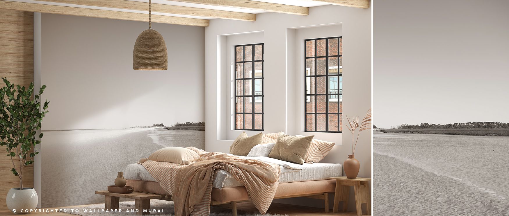 Georgia Island Scenic Wallpaper decorates living rooms with engaging coastal artistry where tranquil imagery inspires cultural charm stylish decor and serene interiors blending refinement and natural artistry beautifully.
