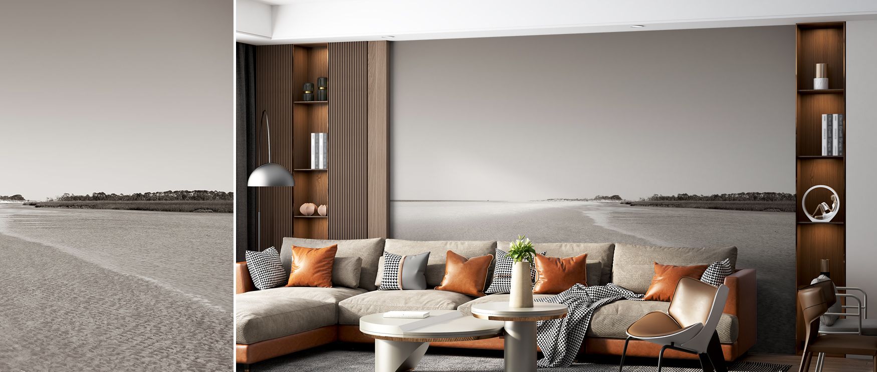 Scenic wallpaper Georgia Island design enriches bedrooms with cultural tranquility where island detail inspires restful stylish decor filled with natural charm refined artistry and peaceful balance consistently.