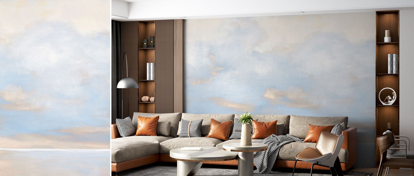 Gibraltar Skyline Purple and Gold Wallpaper decorates living room interiors with bold cultural imagery where regal tones inspire engaging artistic backdrop filled with sophistication charm and refined stylish presence naturally.