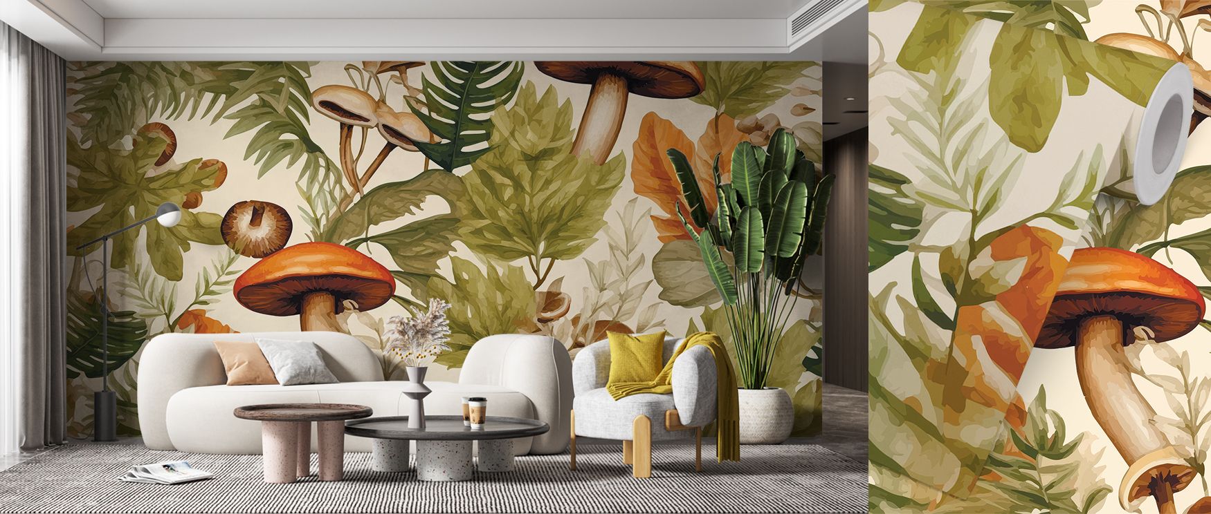 Warm autumn colors combine with scenic motifs of fields and produce, filling interiors with charm and turning walls into seasonal celebrations of abundance, making dining rooms, bedrooms, or living spaces feel comforting, stylish, and enriched with the ti