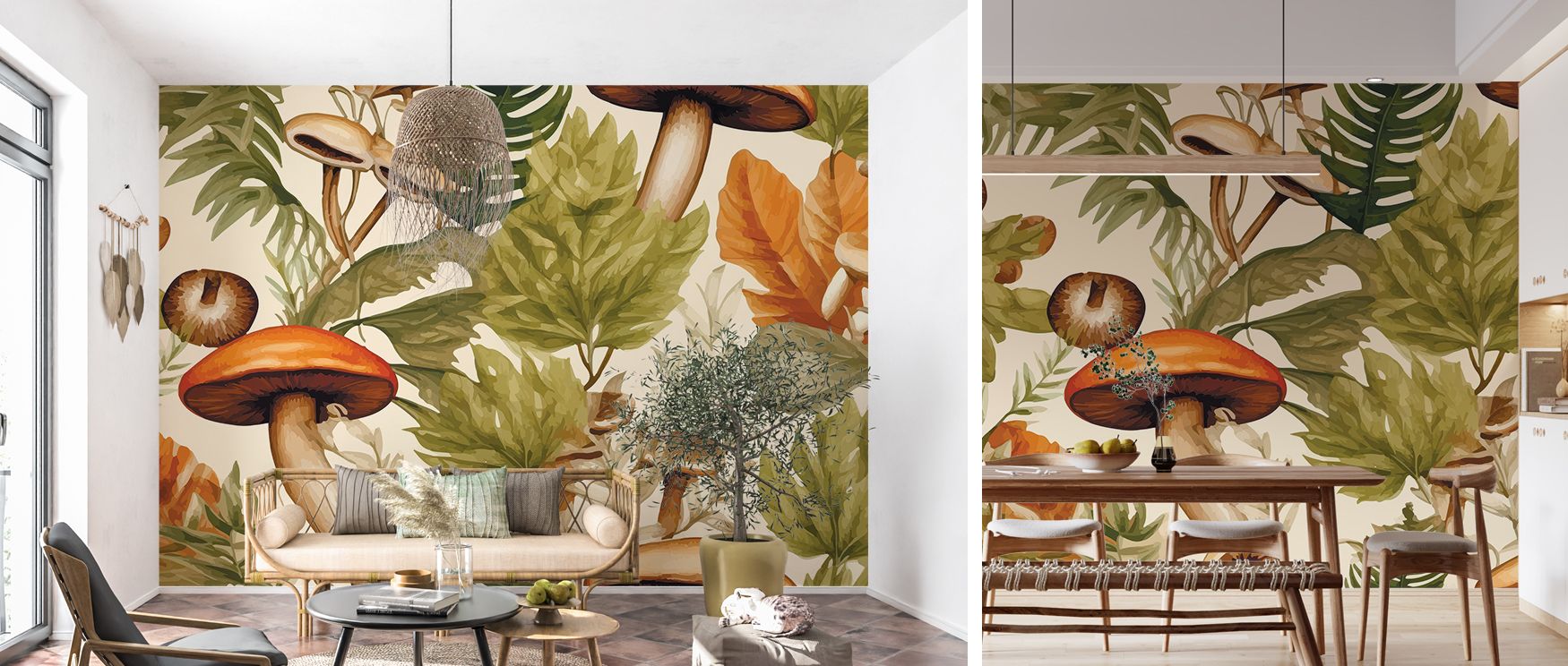 Warm autumnal tones depicting fields and produce enrich interiors with seasonal charm, turning walls into celebrations of harvest abundance and making bedrooms, dining areas, or lounges feel stylish, inviting, and filled with comfort and artistry that cap