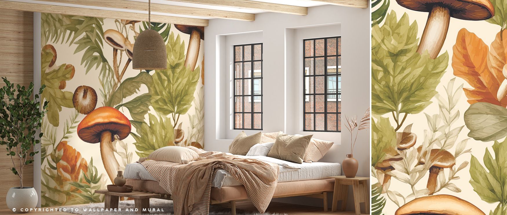 Harvest season imagery painted in detailed autumn tones spreads across the wallpaper, radiating coziness and elegance that enriches interiors, transforming bedrooms, living spaces, or dining rooms into warm and charming retreats filled with the beauty of 