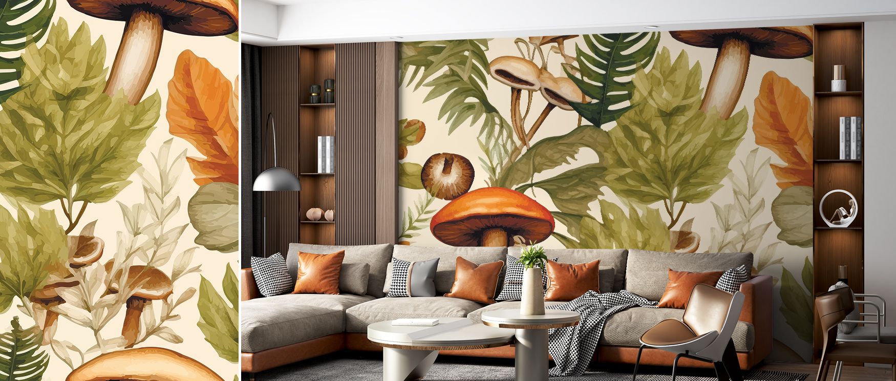 Fields and harvest motifs illustrated in warm tones of orange, brown, and gold enrich interiors with natural artistry, turning walls into autumnal backdrops of charm and coziness, making bedrooms, dining areas, or lounges stylish and comforting retreats f