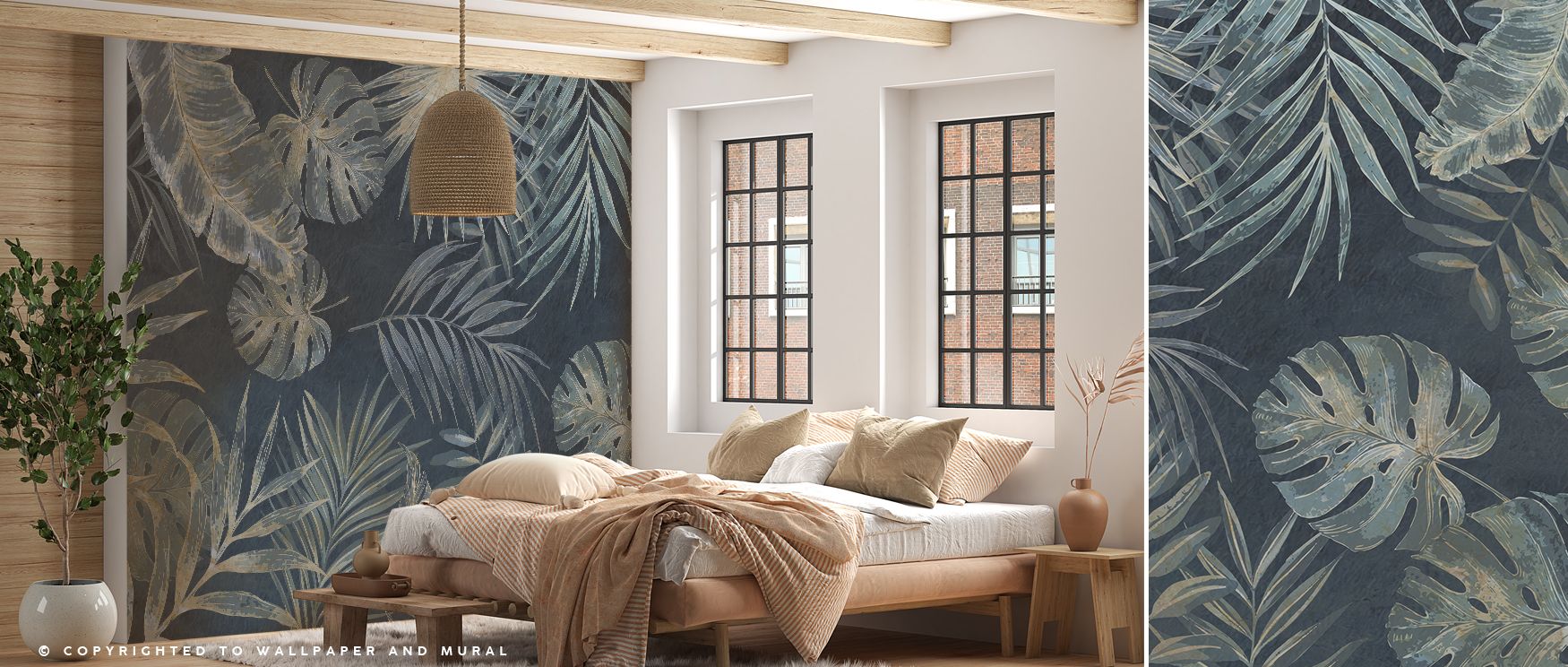 A composition of woodland details painted in muted tones enriches interiors with artistry and charm, filling bedrooms, lounges, or offices with refined tranquility and turning walls into scenic woodland vistas filled with serenity and natural refinement. 