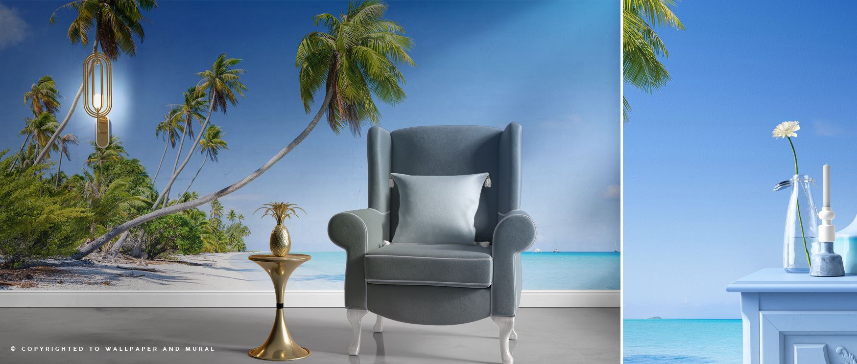 Beach scenery illustrated in delicate tones enriches interiors with natural calm, turning walls into expansive backdrops that radiate tranquility while enhancing bedrooms, living spaces, or offices with the soothing essence of Hirifa Beach and its quiet, 