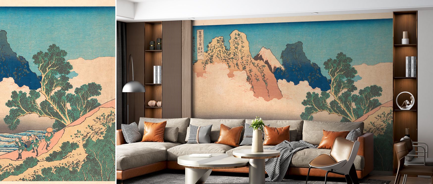 Scenic imagery of Fuji illustrated in delicate tones enriches interiors with artistry and charm, turning bedrooms, offices, or living rooms into cultural retreats filled with calmness, refinement, and timeless Japanese heritage expressed with elegance. 