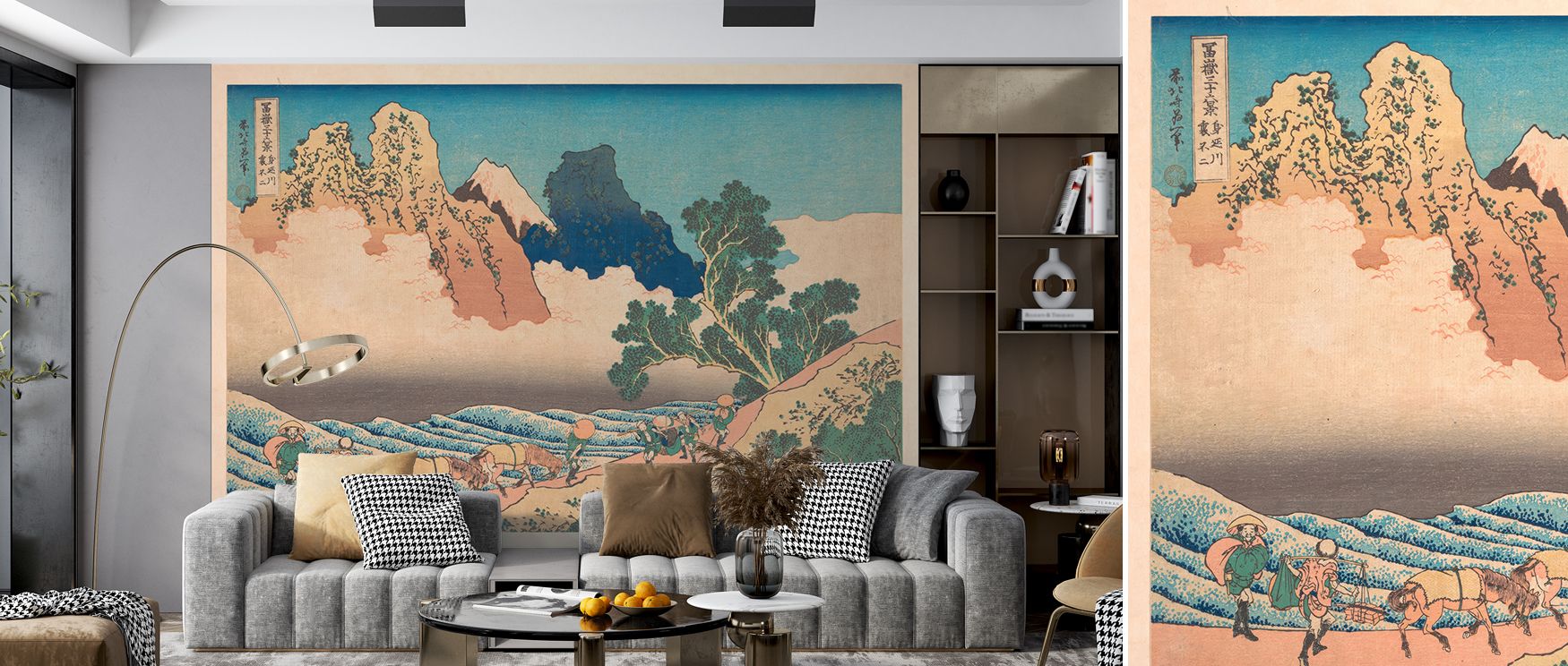 Cultural imagery of Fuji rendered in scenic tones transforms interiors with refinement, artistry, and calmness, filling bedrooms, living spaces, or offices with scenic heritage, elegance, and natural charm inspired by Hokusai’s artistry. 