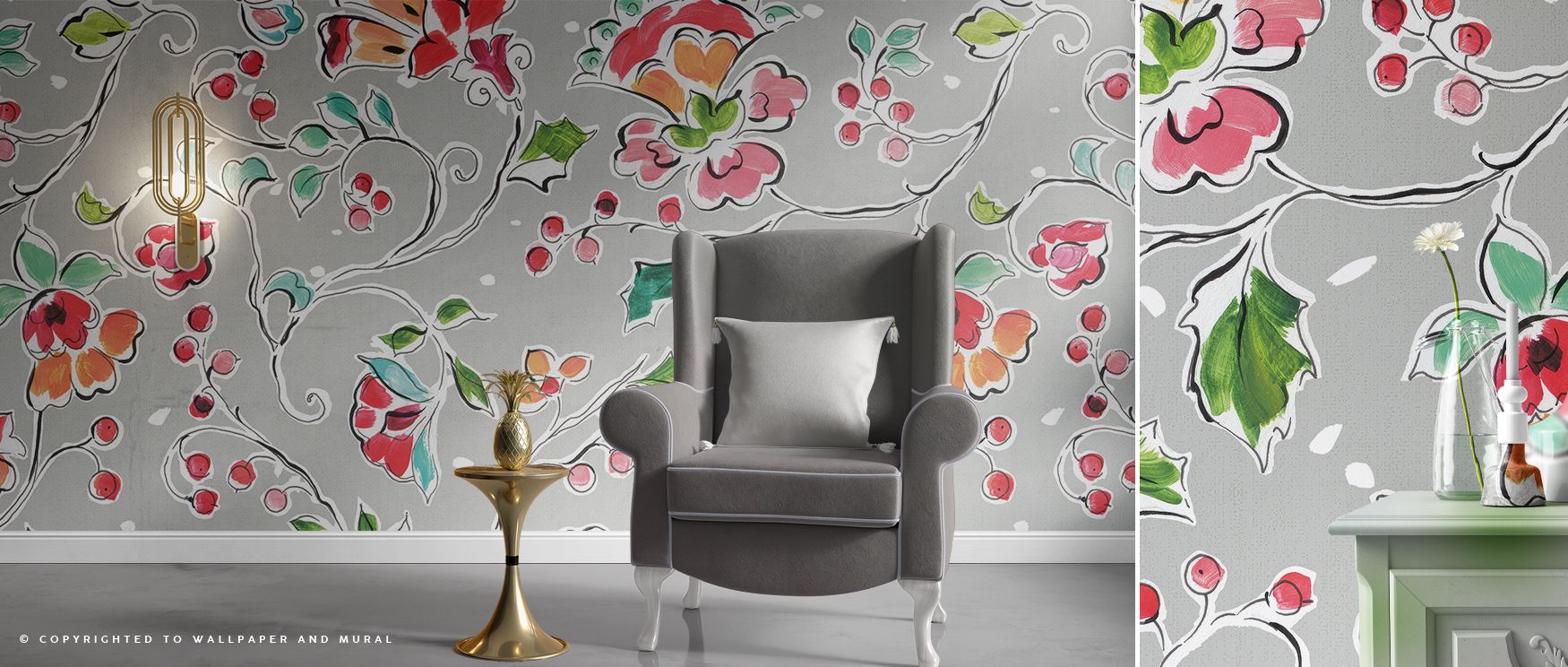 Bright imagery of wings illustrated with cheerful tones spreads richly across the wallpaper, creating interiors that radiate charm, vibrancy, and joy, turning living rooms, lounges, or hallways into celebratory retreats filled with artistry and seasonal w