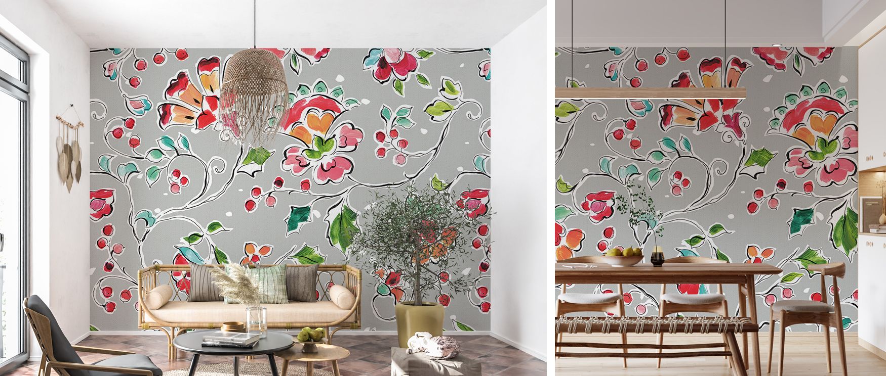 Holiday wings illustrated in bright cheerful tones transform interiors with charm and artistry, filling walls in living rooms, dining areas, or hallways with celebratory warmth, vibrancy, and festive imagery that radiates timeless charm. 