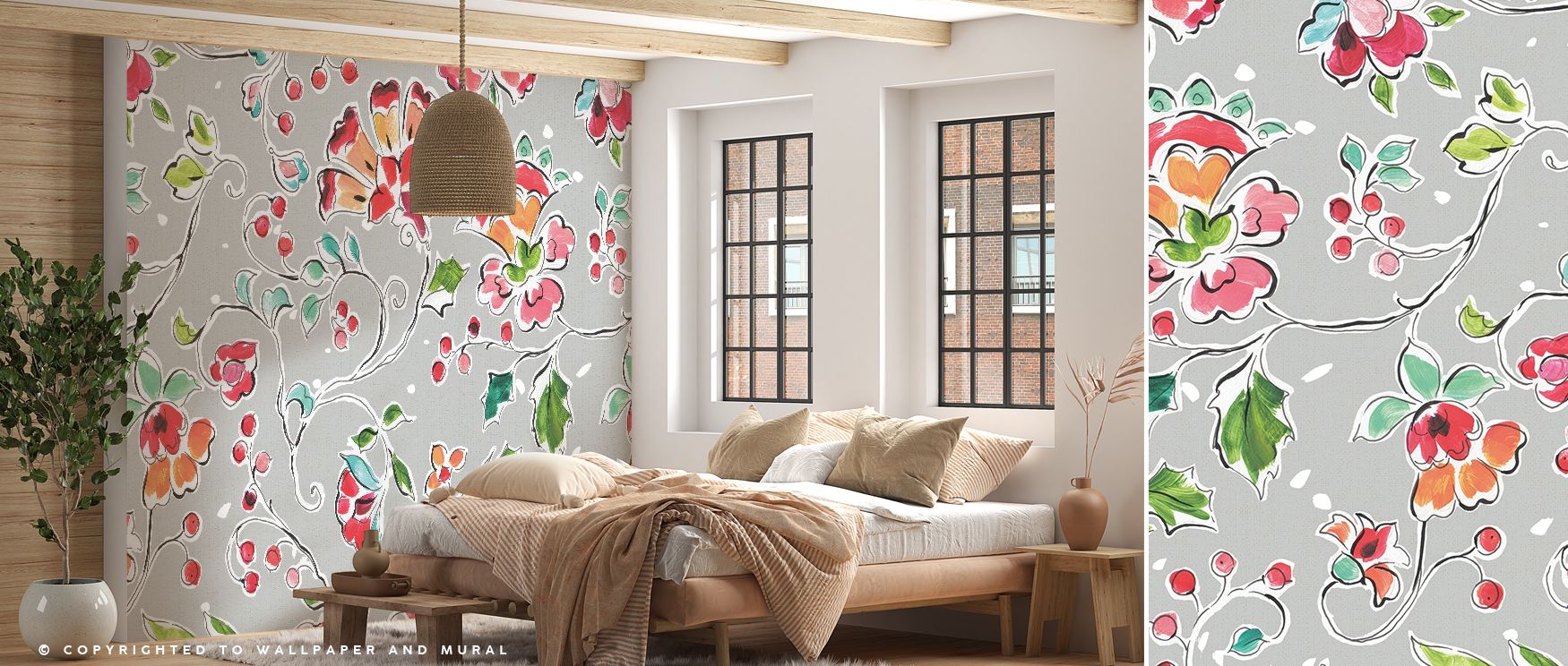 Playful festive motifs illustrated in bright tones enrich interiors with charm and vibrancy, turning walls in living rooms, dining areas, or hallways into celebratory compositions filled with joy, artistry, and seasonal refinement. 