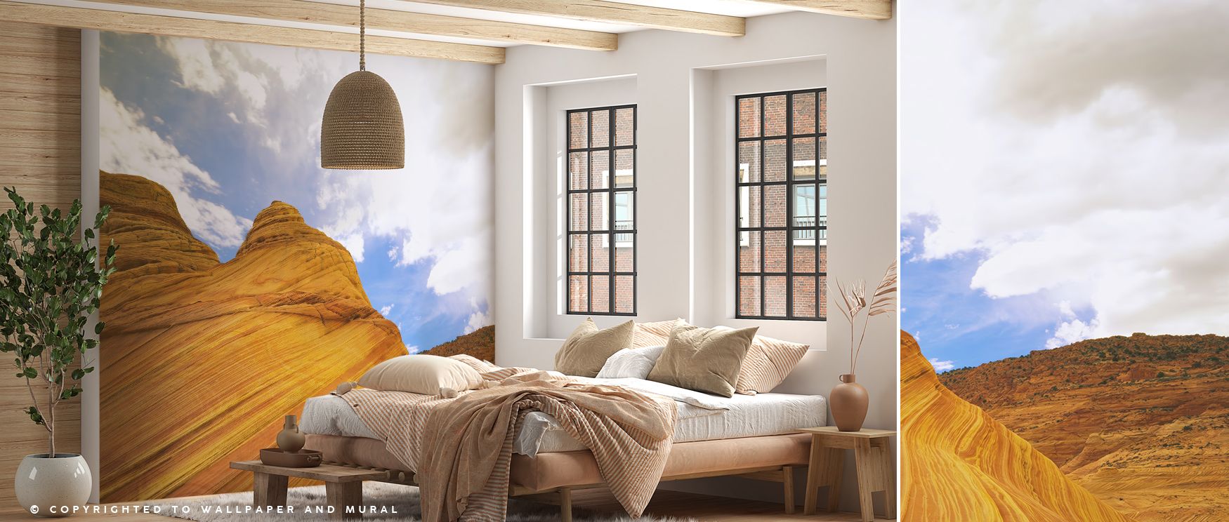 Sculpted formations of hoodoo pillars illustrated in earthy tones enrich interiors with artistry, calmness, and natural refinement, turning bedrooms, living rooms, or offices into spaces inspired by the beauty, uniqueness, and timeless wonder of desert la