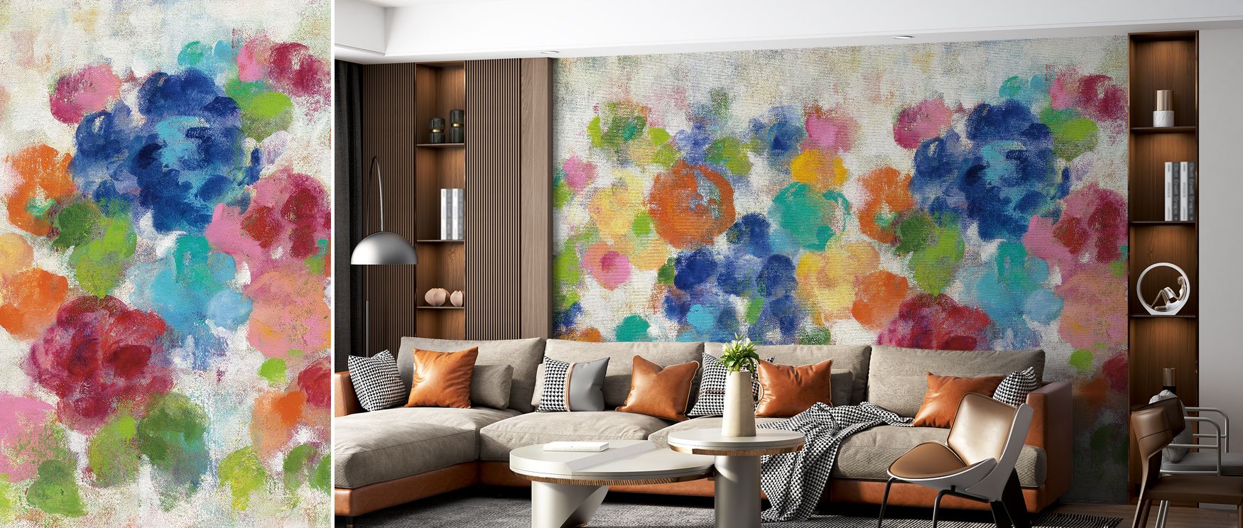 Hydrangea bouquets depicted in soft tones spread across the wallpaper, enriching interiors with charm, artistry, and serenity. Bedrooms, lounges, or dining areas gain balance and refinement. Each line celebrates floral artistry while offering walls calmne
