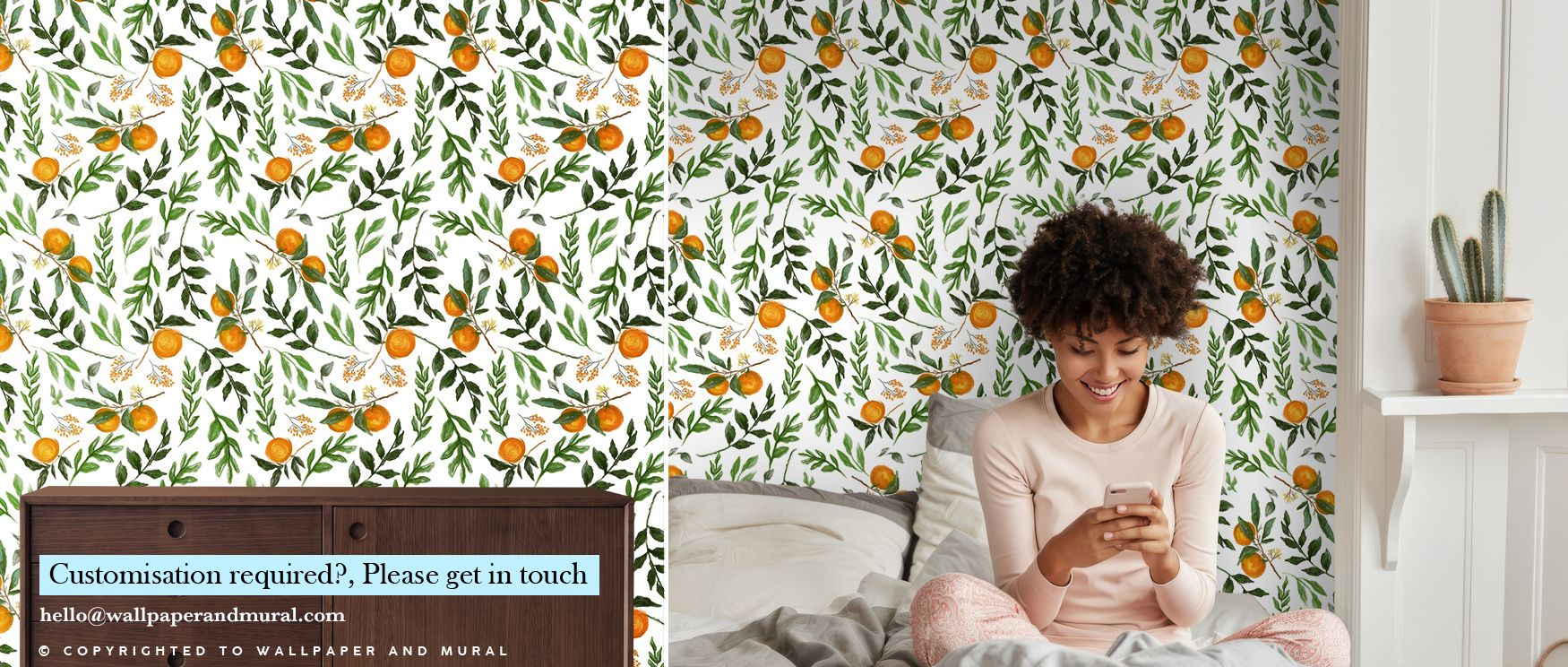 Branches of citrus illustrated in lush tones enrich interiors with artistry, charm, and vitality. Kitchens, dining areas, or living rooms gain vibrancy as walls radiate natural cheer. Each motif balances freshness with refinement. Interiors become cultura