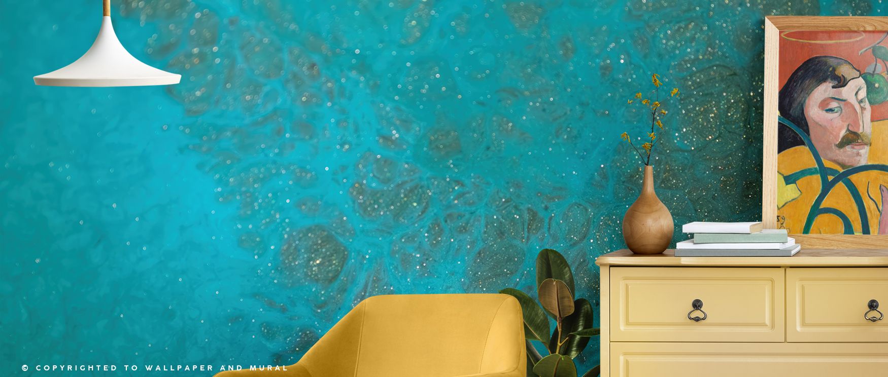 Fluid blue tones depicted in dreamy abstract imagery fill the wallpaper, enriching interiors with charm, serenity, and refinement. Bedrooms, living rooms, or offices become retreats filled with creativity and imagination. Each motif inspires peace, turnin