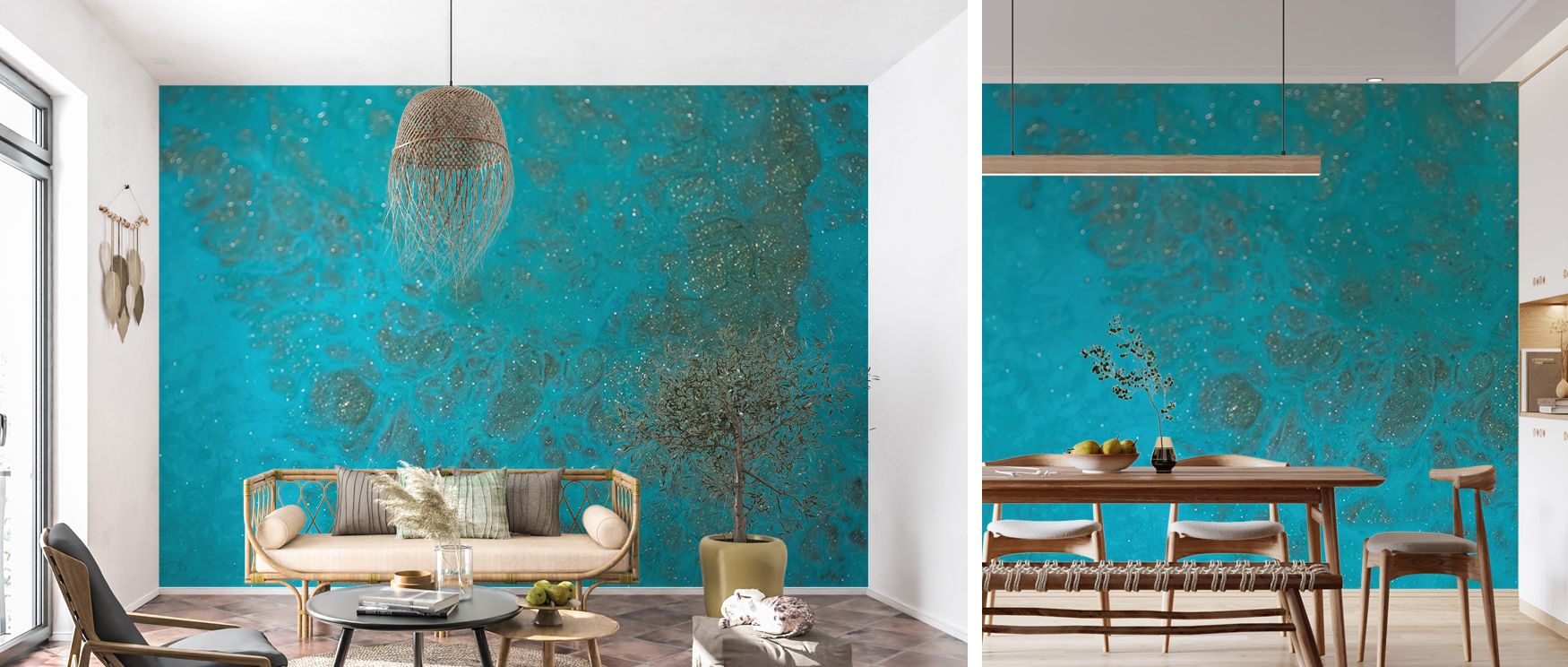 Imagine blue patterns illustrated in fluid tones stretch across the wallpaper, filling interiors with artistry, creativity, and refinement. Bedrooms, lounges, or offices become retreats enriched with inspiration and calmness. Each line radiates charm, mak