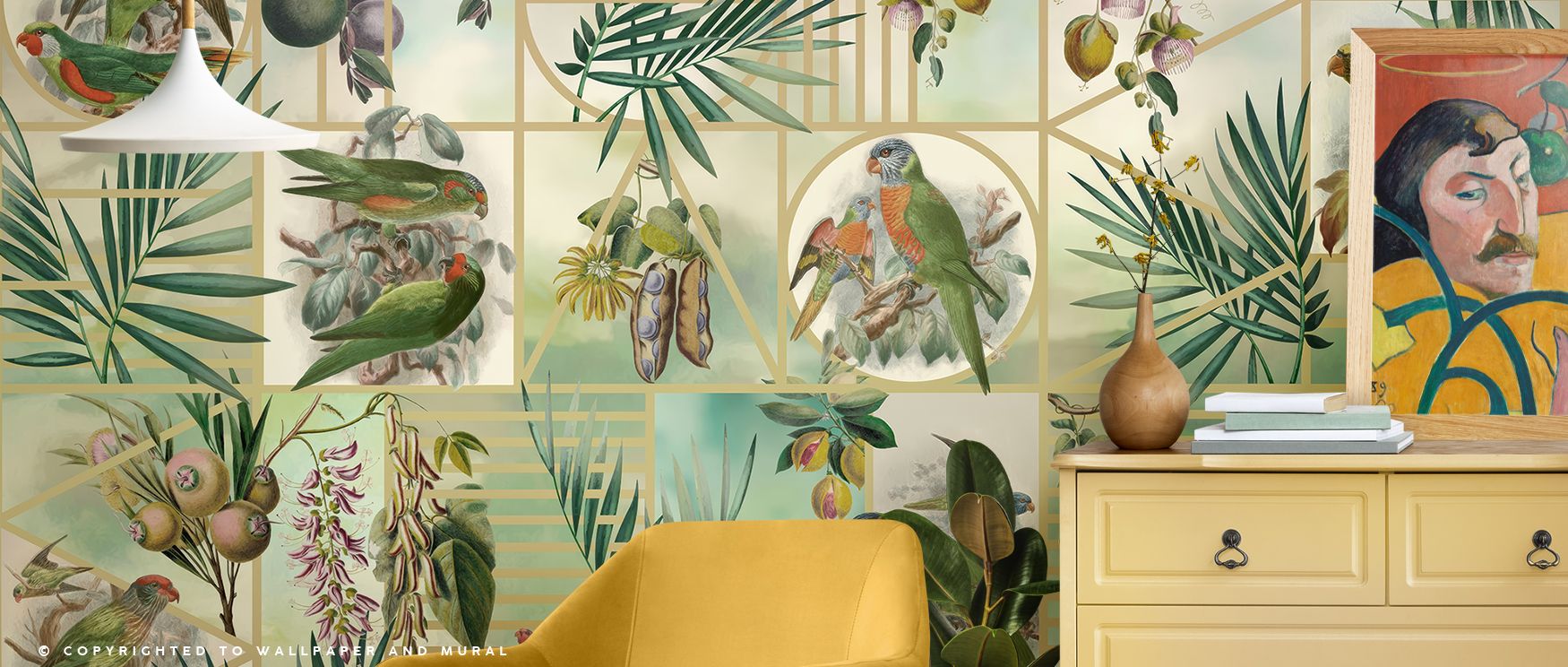 Botanical compositions of greenery and florals illustrated in lush tones enrich interiors with artistry, charm, and vitality. Bedrooms, lounges, or offices gain stylish walls that radiate balance. Each motif reflects elegance and refinement, making interi