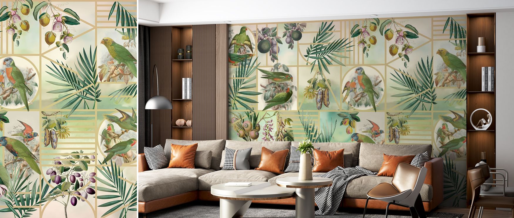 Botanical greenery illustrated with lush tones enriches interiors with artistry and vitality. Bedrooms, lounges, or offices become stylish retreats enriched with natural freshness. Each motif reflects charm and harmony, making interiors feel inspired. Wal