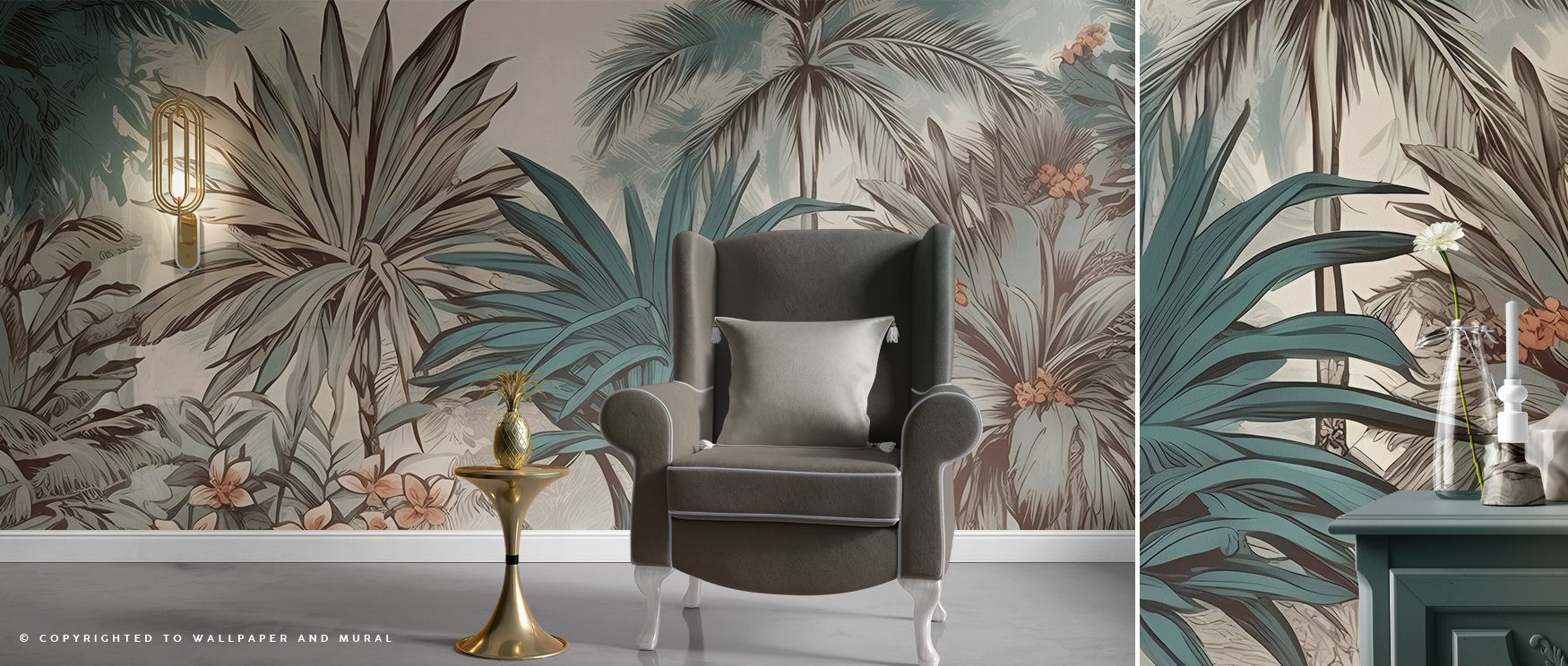 The flow of tones within this wallpaper reflects harmony, merging exotic inspiration with contemporary design sensibility. It creates a timeless setting that works beautifully in dining spaces, offices, or personal retreats, offering interiors the chance 