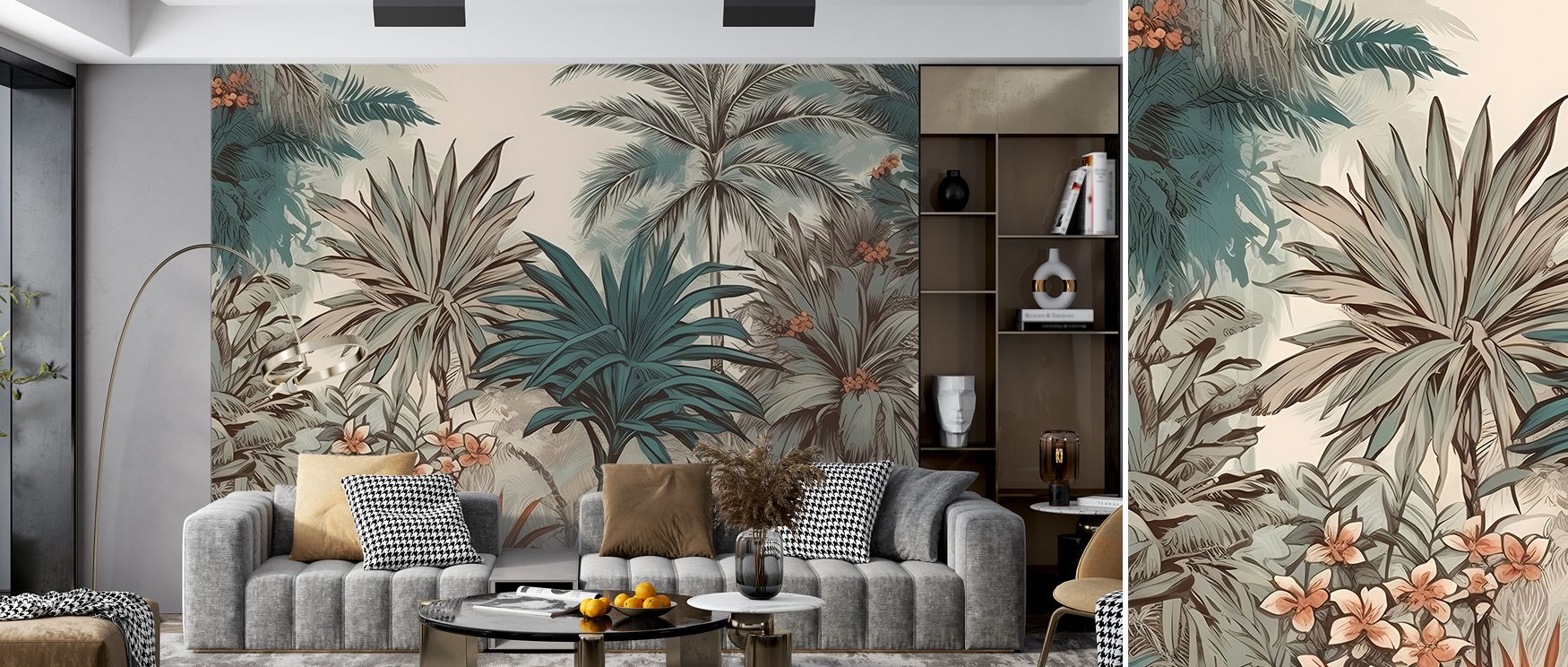 The wallpaper celebrates the peaceful grandeur of Indonesian evenings, making it an inspired choice for those seeking interiors filled with calm and subtle sophistication. Whether enhancing a master bedroom, a creative studio, or an elegant living room, I