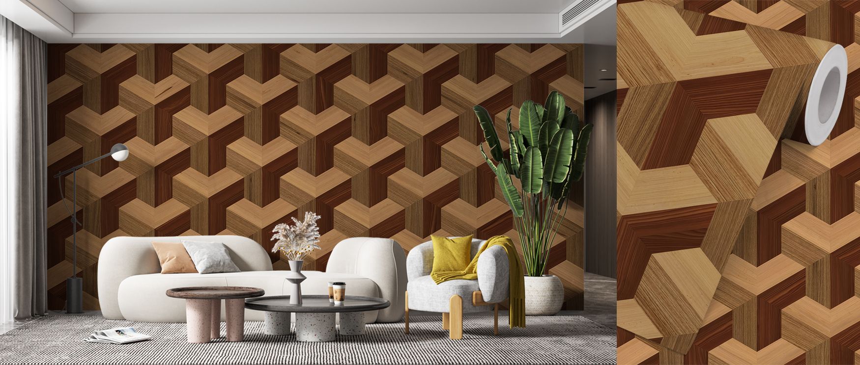 Infinity Wood Abstract Wallpaper suggests depth and continuity, where each abstract pattern seems to extend beyond the wall, creating the illusion of endless surfaces, making studies or creative spaces feel expansive and inspired with visual rhythm and wa