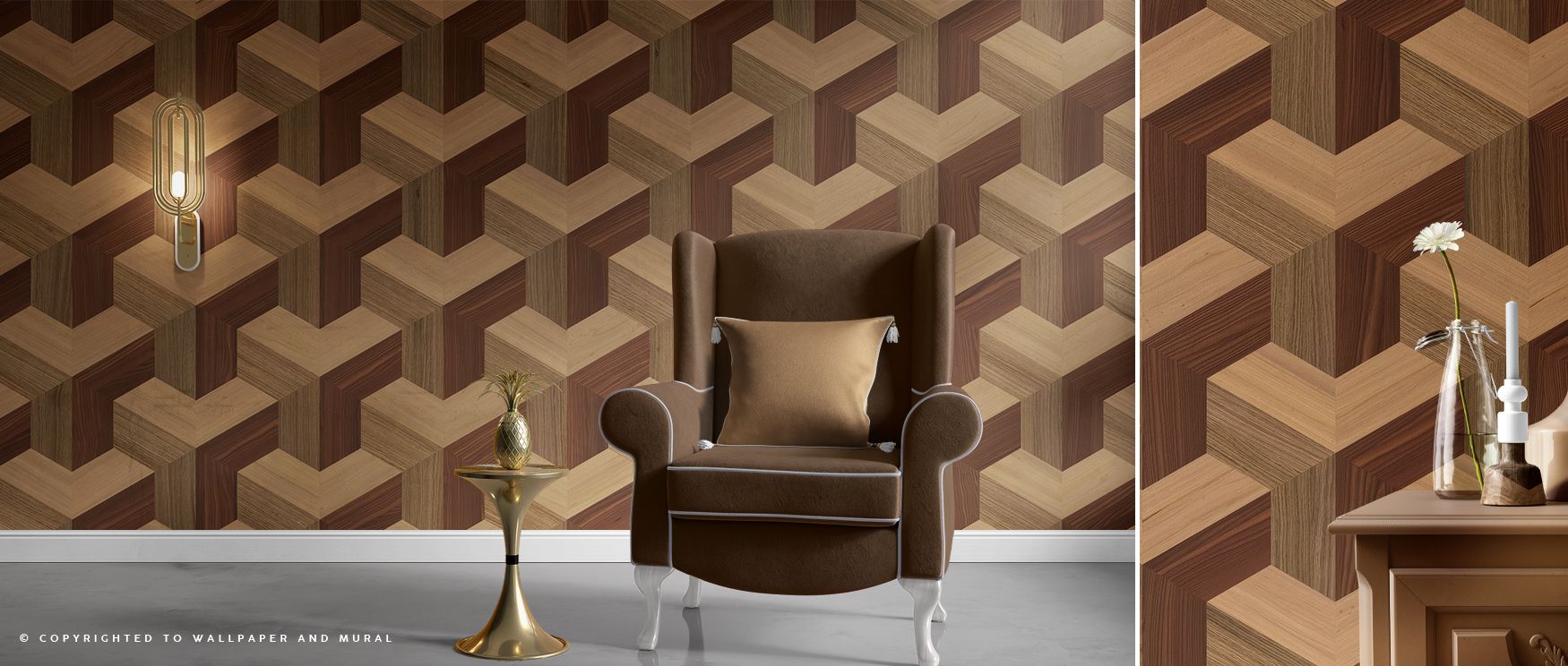 The natural tones and abstract textures of this wallpaper transform bedrooms into retreats of comfort, balancing raw beauty with modern sophistication, and providing an interior atmosphere that feels authentic yet stylish in its visual storytelling.