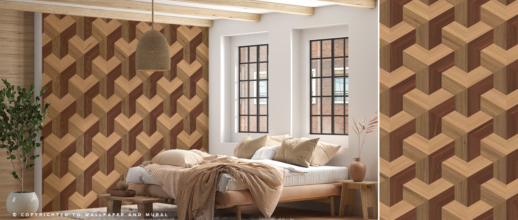 Infinity Wood Abstract Wallpaper reflects both simplicity and complexity, creating interiors where walls feel alive with energy yet remain grounded in earthy tones, ideal for personal spaces where creativity and comfort must coexist seamlessly.
