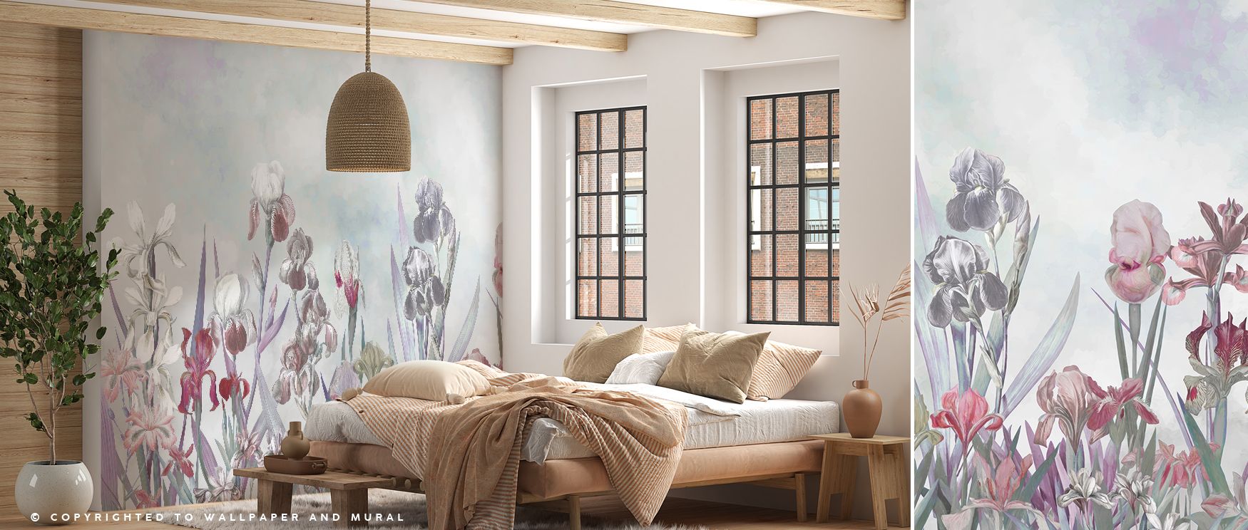 The wallpaper becomes more than decoration; it is a mood that enriches rooms with calm vibrancy, creating settings where living rooms or studies carry an aesthetic of natural beauty and visual refinement that enhances daily life with subtle charm.