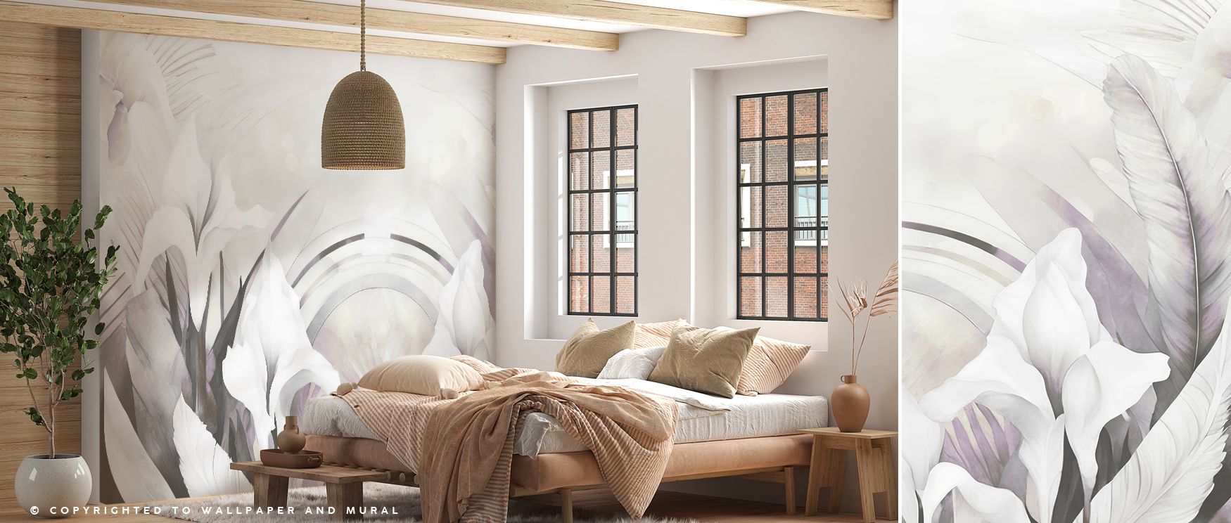 This wallpaper enriches interiors with atmosphere, offering soft detailing that blends seamlessly into contemporary or classic styles, making walls more than backdrops—they become experiences of balance, perfect for bedrooms or reflective lounges.