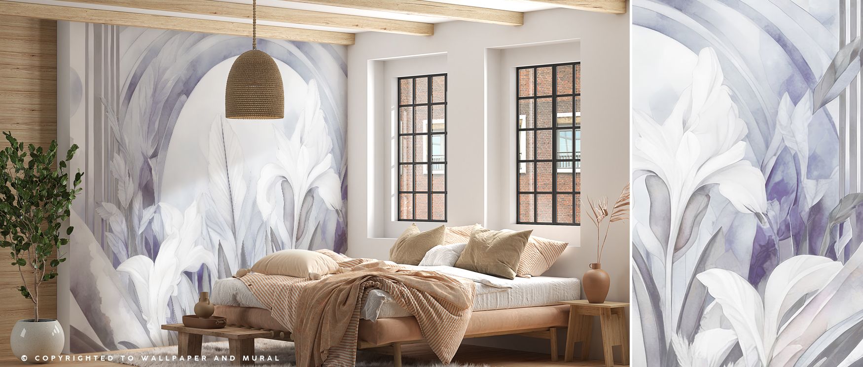With imagery reminiscent of dawn, this wallpaper offers spaces continuity and balance, allowing walls to reflect both beauty and tranquility, enriching bedrooms, studies, or lounges with timeless charm and subtle sophistication that supports modern living
