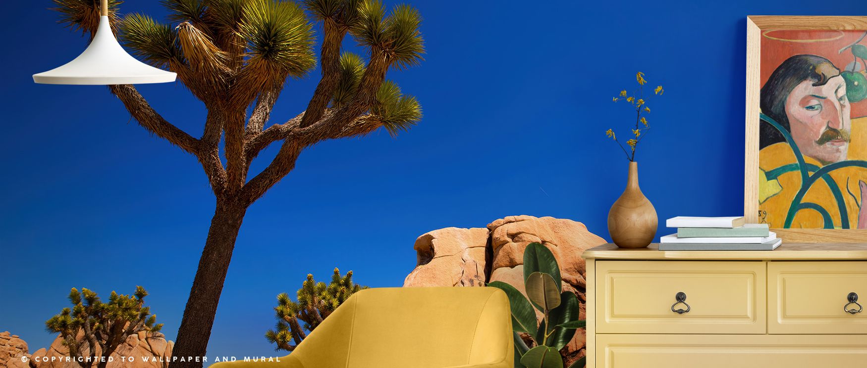 Warm earthy tones in the Joshua Tree landscape radiate through this wallpaper design, creating an atmosphere of serenity and grounding that uplifts interiors. Perfect for living rooms, bedrooms, or workspaces. 