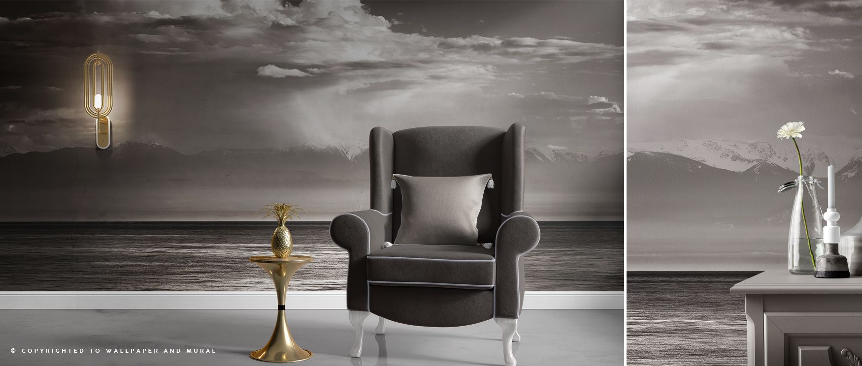 The wallpaper’s scenic artistry offers depth that feels endless, enriching interiors with a narrative of coastal calm. Each line of the design captures movement between ocean and sky, allowing living rooms or offices to glow with balance and grace. Its to