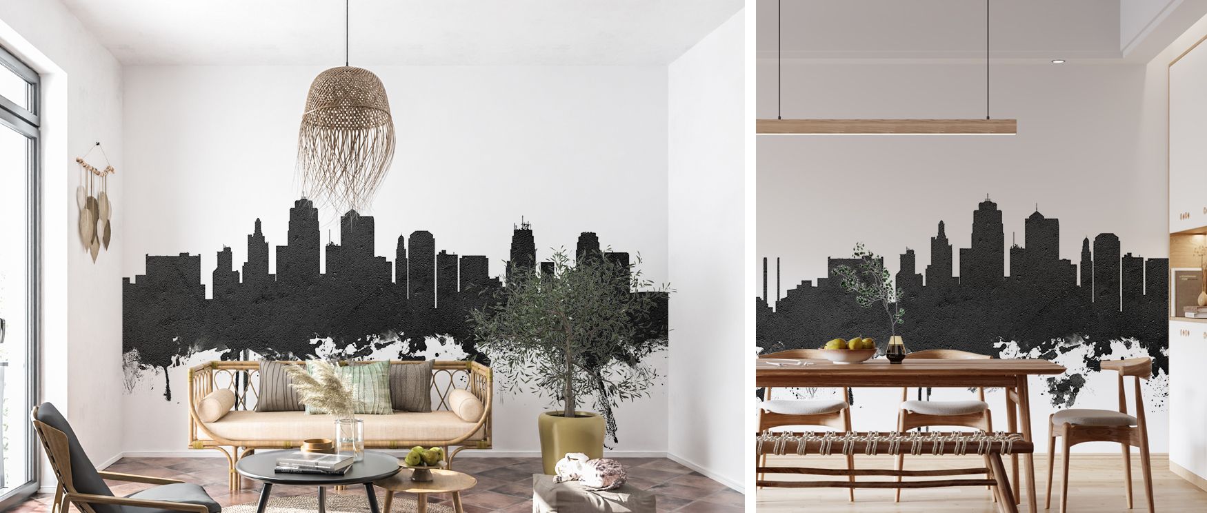 With bold contrasts, this wallpaper captures the vibrancy of Kansas City. Each line of architecture draws the eye upward, creating walls that feel larger, bolder, and more dramatic. Bedrooms transform into refined sanctuaries, while lounges adopt the ener