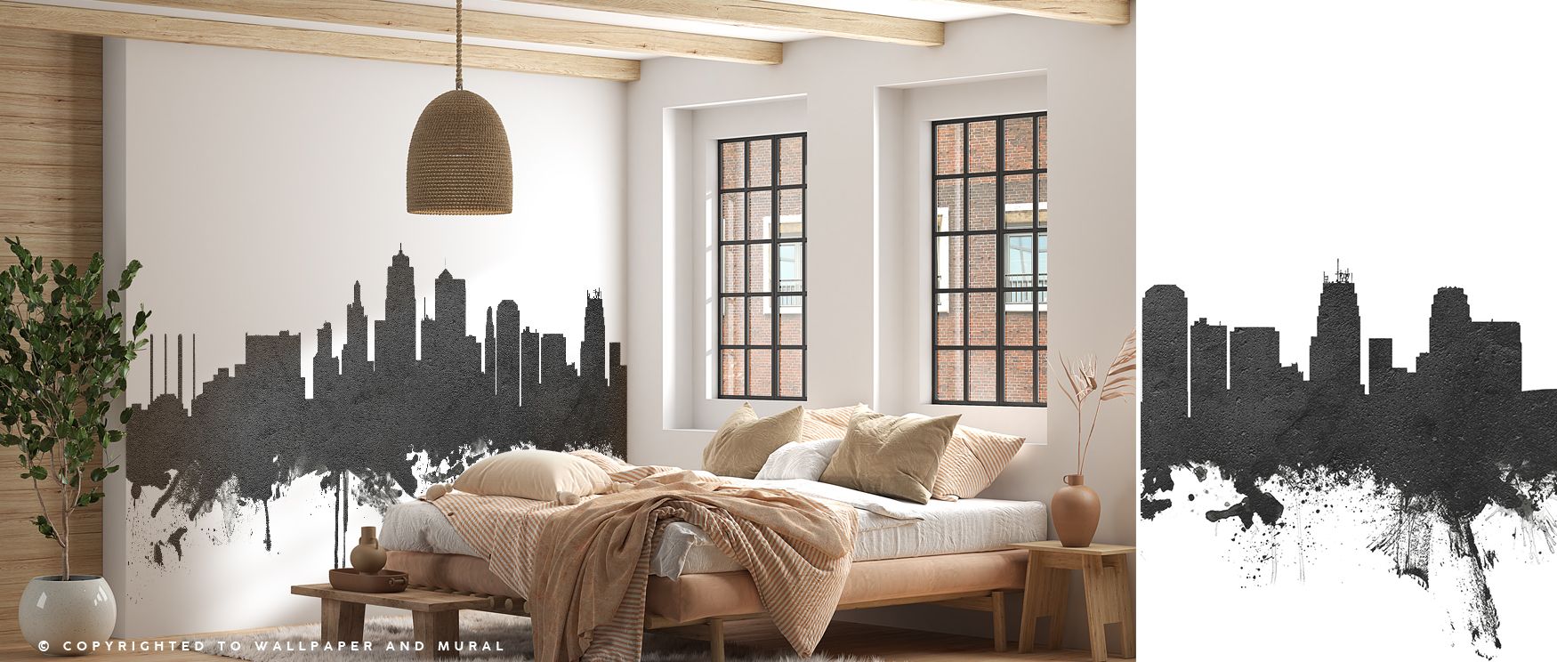 The Kansas City Missouri Skyline Black & White Wallpaper mirrors both history and modernity, offering interiors an identity. Its monochrome design allows furniture and art to shine while maintaining its own commanding presence. Living rooms gain atmospher