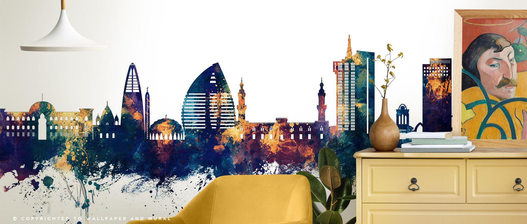 Khartoum Sudan Skyline Blue & Bronze Wallpaper creates interiors that feel rooted and modern. Its tones mimic sunsets and deep skies, capturing moods of vibrancy and peace. Bedrooms adopt serenity, while living spaces gain depth and presence. The skyline 