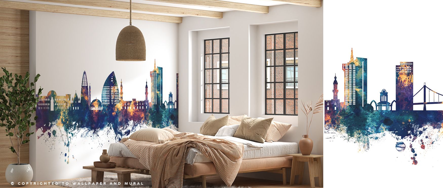 The interplay of bronze and blue tones gives walls depth and vitality. This wallpaper enriches homes with cultural presence, offering elegance that feels both subtle and bold. Bedrooms gain restful ambiance, lounges glow with vibrancy, and studies adopt c