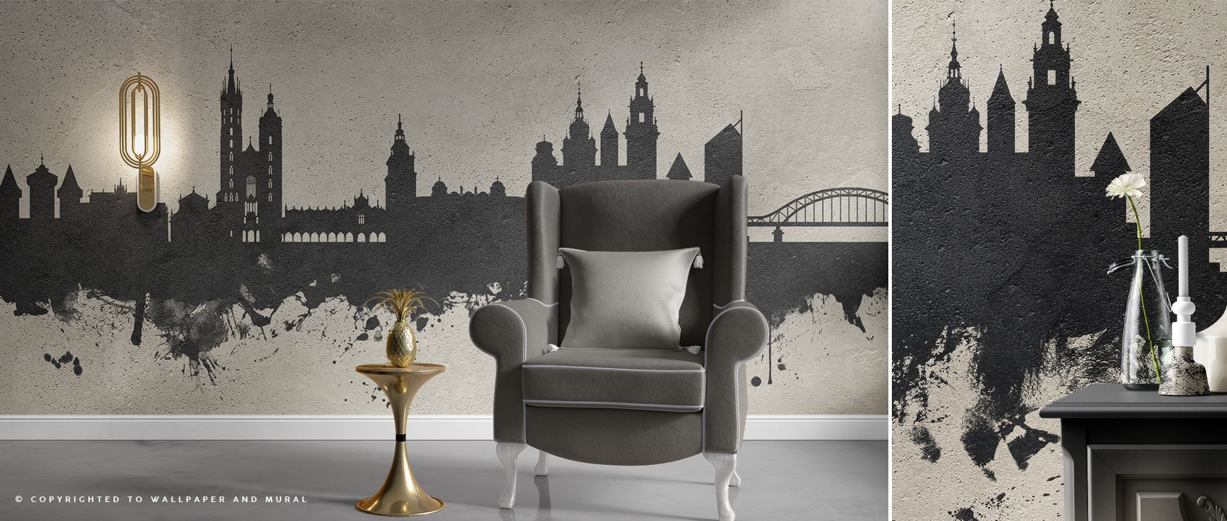 The cityscape unfolds in muted tones, capturing Krakow’s charm with understated beauty. This wallpaper enhances walls with cultural warmth, ideal for bedrooms, offices, or living spaces. 