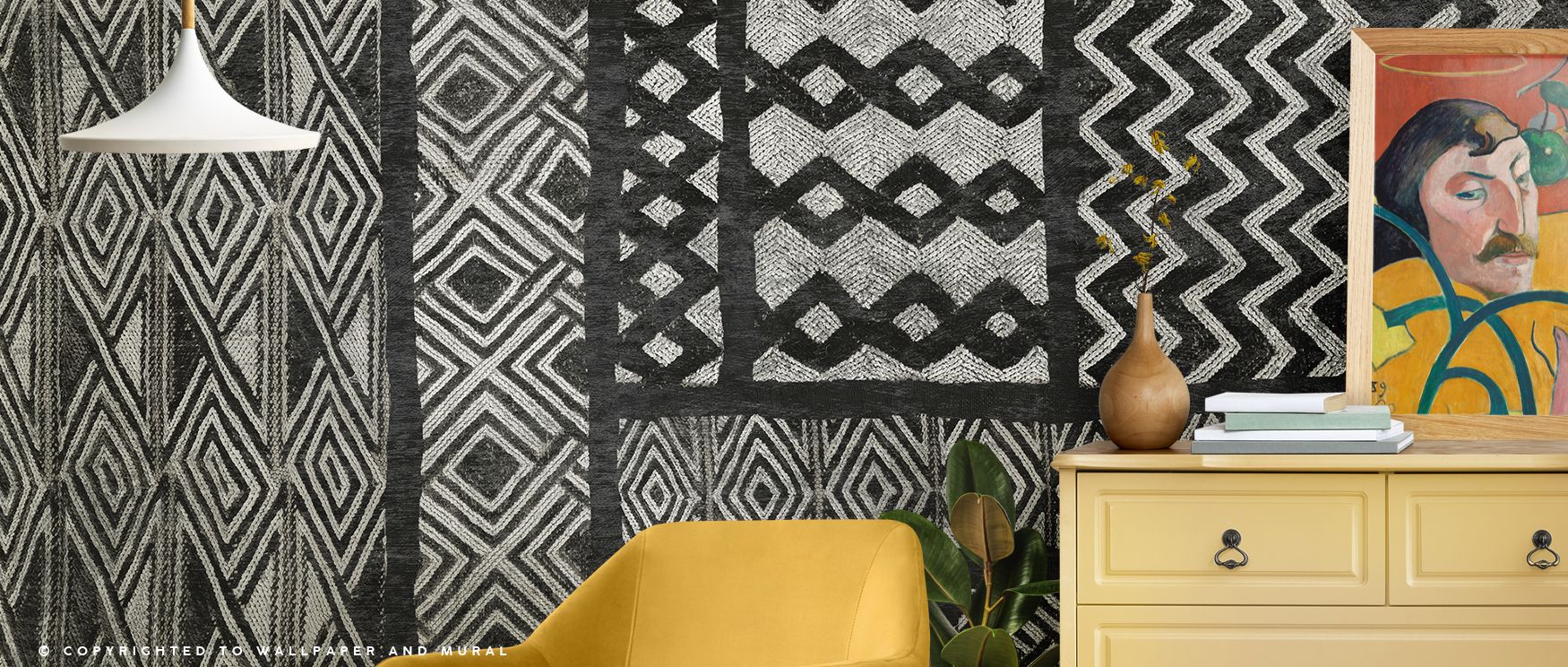 Kuba Abstract Black and White Wallpaper enriches bedrooms with cultural charm where monochrome abstract motifs inspire calm sanctuary infused with stylish balance artistic refinement and bold modernity enhancing interiors beautifully.