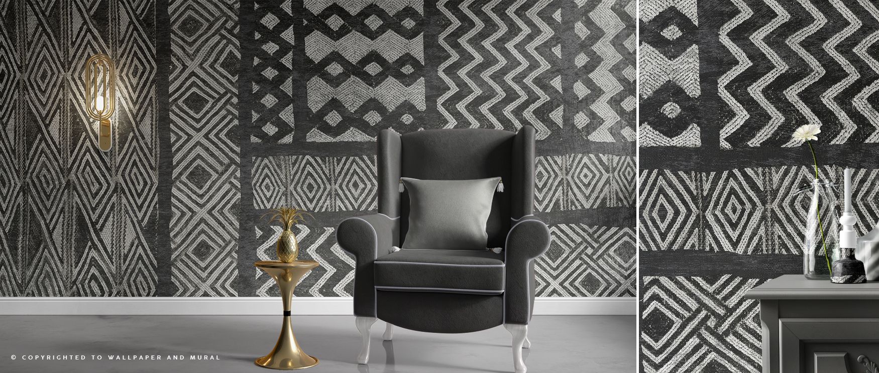 Artistic wallpaper Kuba Abstract Black and White transforms living rooms with striking abstract imagery where bold contrast defines stylish decor creating atmosphere filled with cultural artistry modern refinement and bold sophistication consistently.