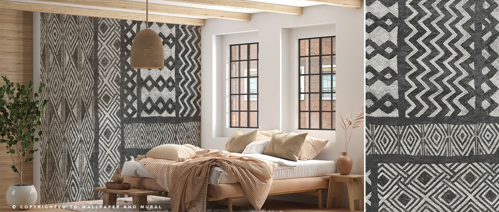 Wallpaper of Kuba Abstract Black and White design enhances offices with artistic sophistication where geometric contrast inspires professional stylish environments blending creativity cultural refinement and elegant minimalism naturally.
