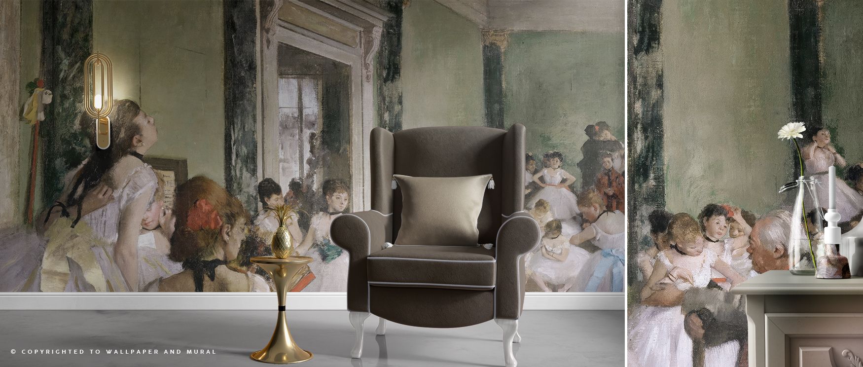 Artistic wallpaper La Classe de Danse transforms living rooms with ballet refinement where graceful imagery inspires engaging decor filled with cultural charm stylish balance and artistic elegance consistently.