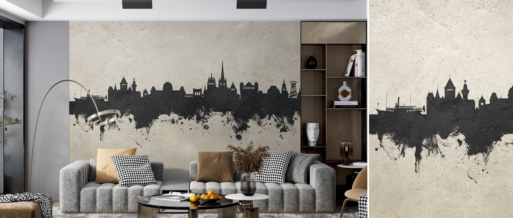 Neutral concrete tones illustrating Lausanne’s skyline enrich interiors with artistry, charm, and refinement. Bedrooms, offices, or living spaces gain stylish resonance. Each motif reflects cultural inspiration while offering balance and sophistication. I