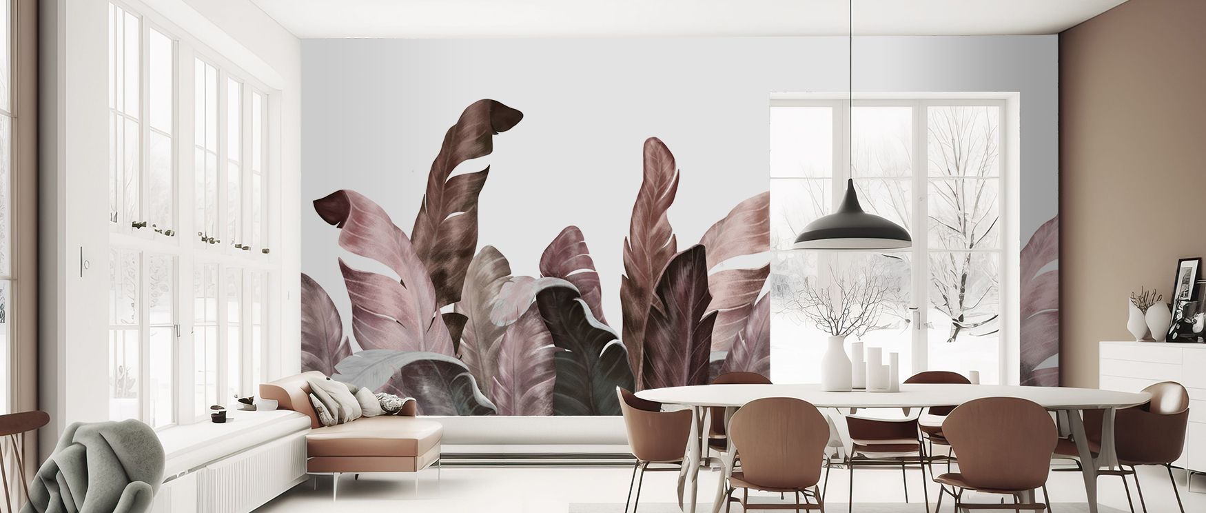 Botanical imagery of leaves illustrated in vibrant tones enriches interiors with artistry, charm, and refinement. Bedrooms, lounges, or offices gain freshness as walls radiate vitality. Each line reflects cultural inspiration, making interiors retreats en