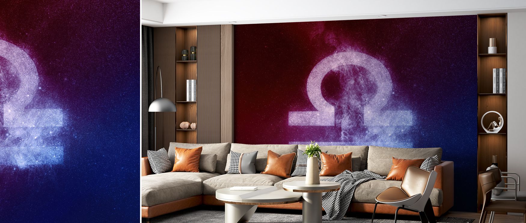 Libra constellation patterns illustrated with starlit artistry enhance interiors with cosmic charm, enriching bedrooms, offices, or living areas with tranquility, artistry, and celestial refinement that transforms daily spaces into cosmic retreats. 