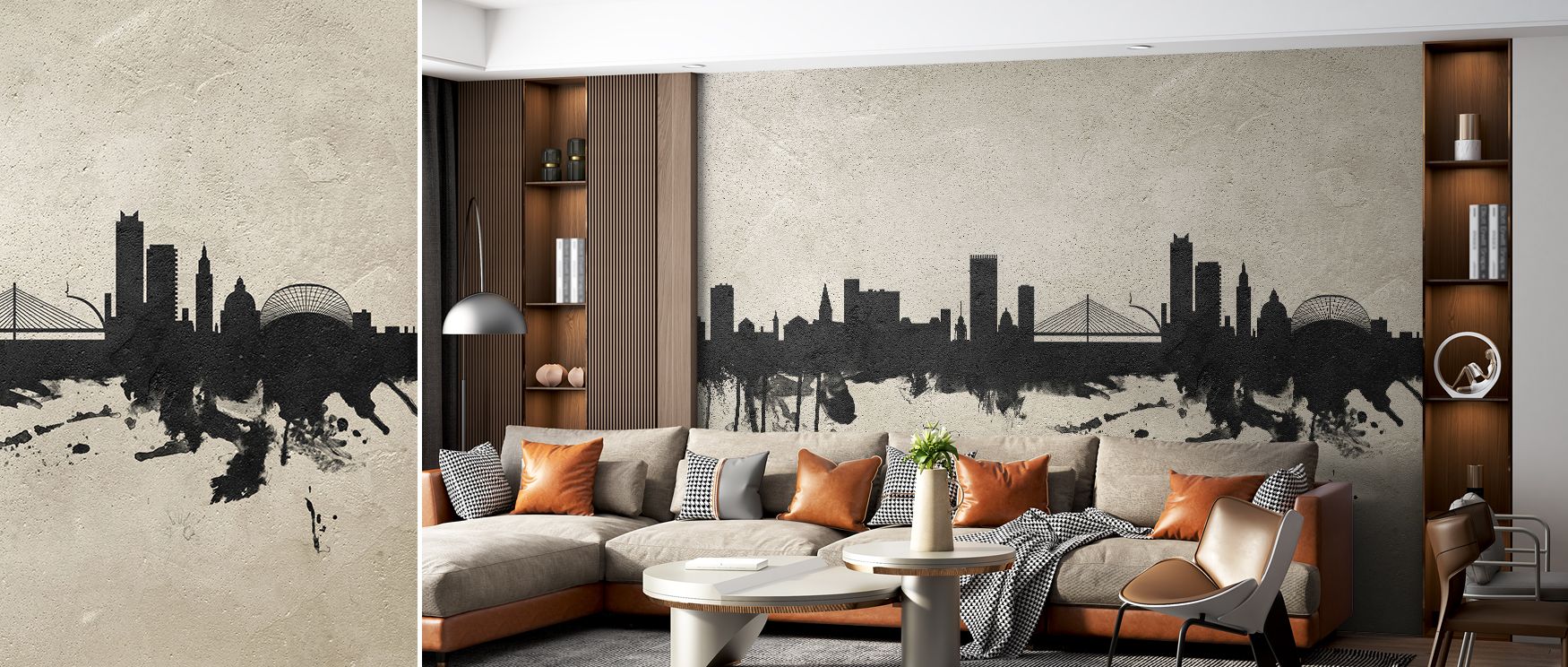 Liege skyline patterns illustrated with refined detail enrich interiors with cultural artistry, turning walls into urban landscapes of sophistication and Belgian charm, enhancing bedrooms, lounges, or offices with architectural elegance and stylish refine
