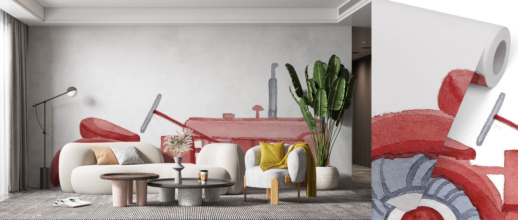 Farm scenes illustrated with tractors and open fields enrich interiors with pastoral calmness, making bedrooms, lounges, or offices rustic retreats filled with charm, warmth, and countryside artistry that radiates simplicity and timeless nostalgia. 
