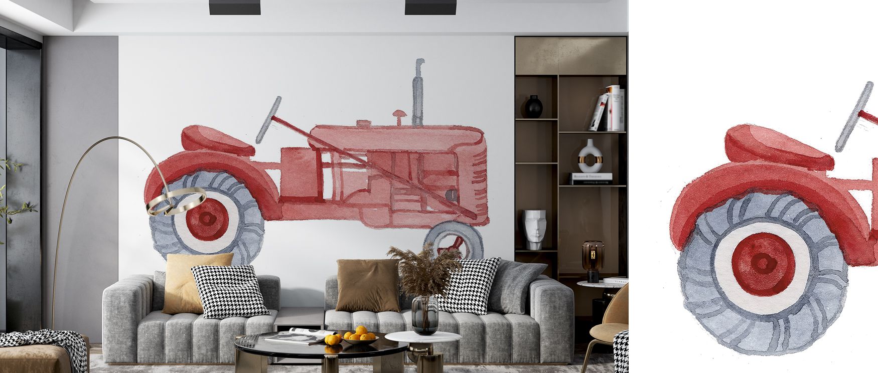 Scenic countryside motifs illustrated in detailed tones enrich interiors with rustic charm and artistry, making bedrooms, living rooms, or offices feel enriched with pastoral beauty, nostalgia, and comfort in farm-inspired elegance. 